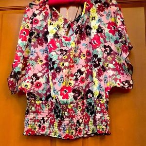 Rouched blouse floral print